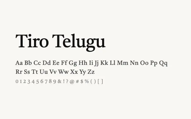 Tiro Telugu specimen from Google Fonts