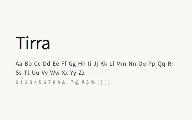 Tirra specimen from Google Fonts