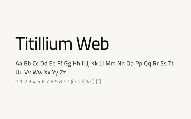 Titillium Web specimen from Google Fonts