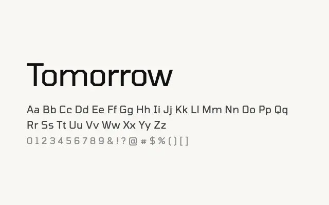 Tomorrow specimen from Google Fonts
