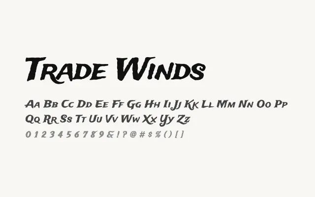 Trade Winds specimen from Google Fonts