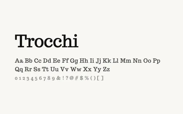 Trocchi specimen from Google Fonts