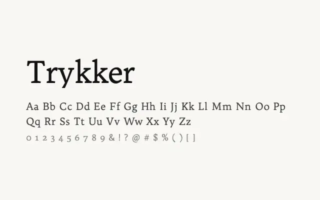 Trykker specimen from Google Fonts