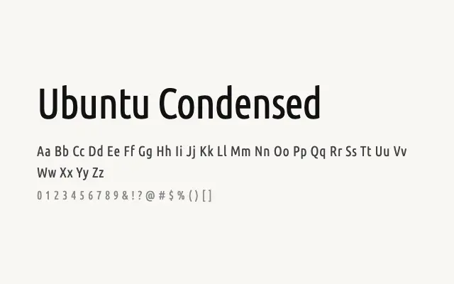 Ubuntu Condensed specimen from Google Fonts