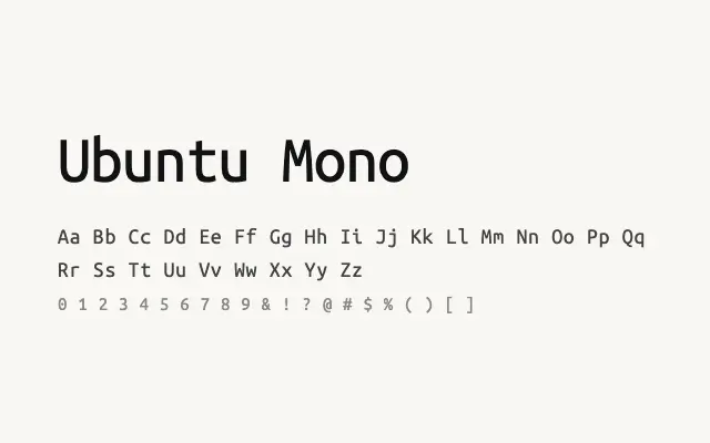Ubuntu Mono specimen from Google Fonts
