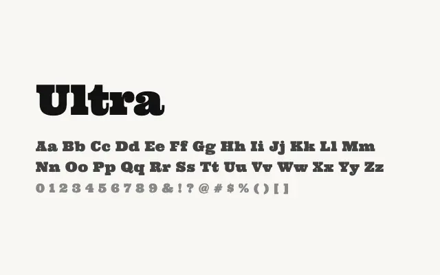 Ultra specimen from Google Fonts