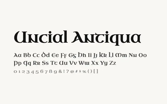 Uncial Antiqua specimen from Google Fonts