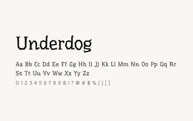 Underdog specimen from Google Fonts