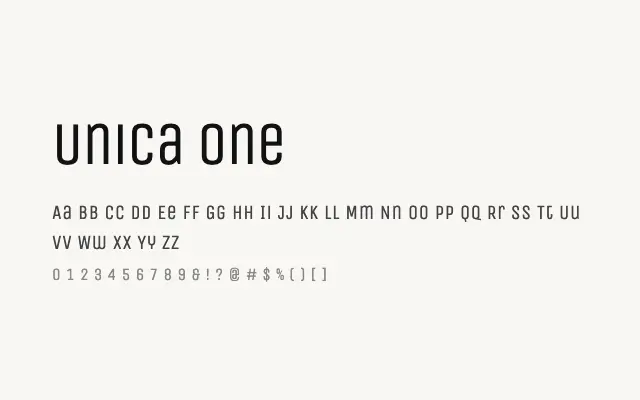 Unica One specimen from Google Fonts