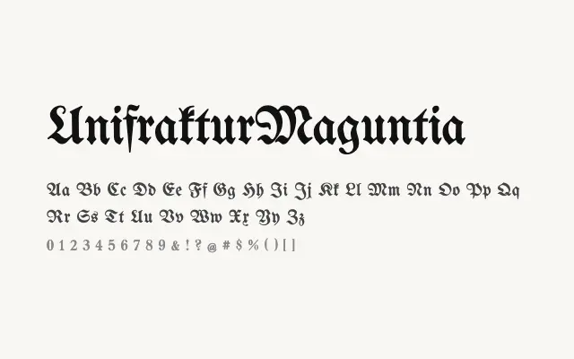 UnifrakturMaguntia specimen from Google Fonts