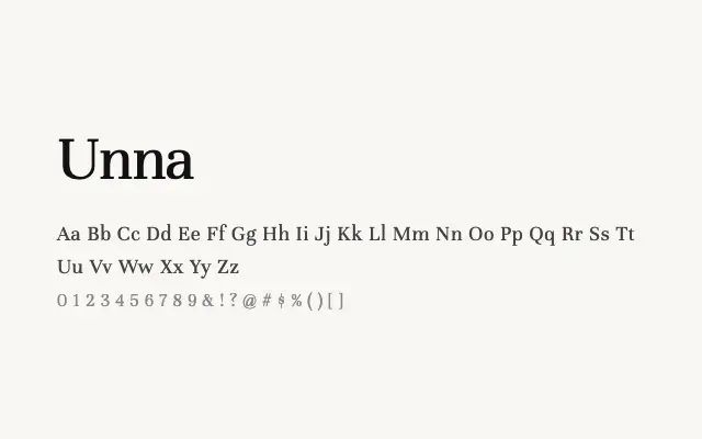 Unna specimen from Google Fonts