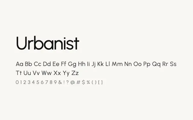 Urbanist specimen from Google Fonts