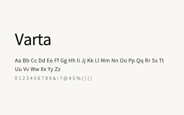 Varta specimen from Google Fonts