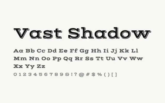 Vast Shadow specimen from Google Fonts