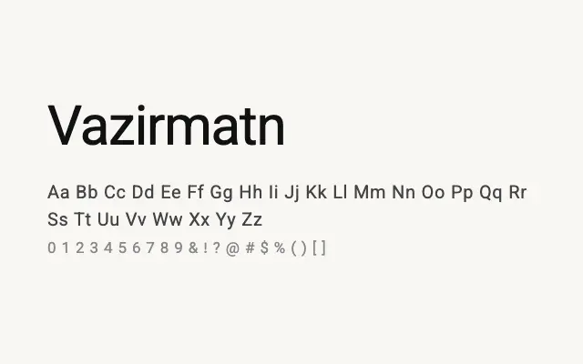 Vazirmatn specimen from Google Fonts