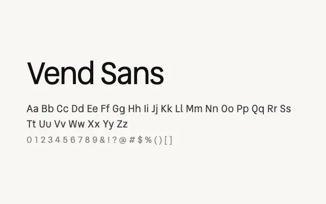 Vend Sans specimen from Google Fonts