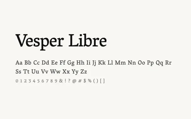 Vesper Libre specimen from Google Fonts