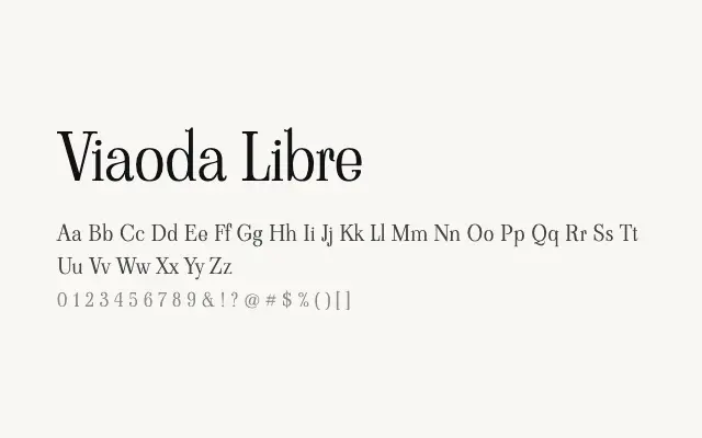 Viaoda Libre specimen from Google Fonts