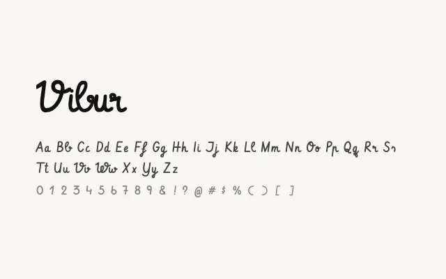 Vibur specimen from Google Fonts