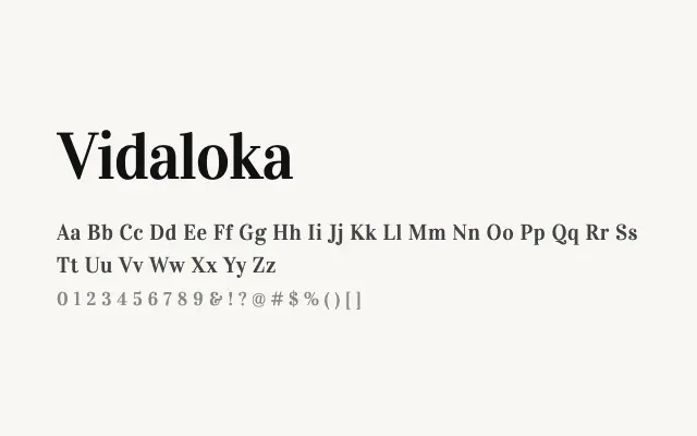 Vidaloka specimen from Google Fonts
