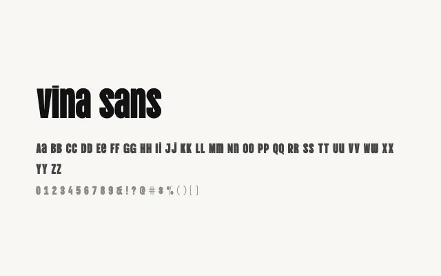 Vina Sans specimen from Google Fonts
