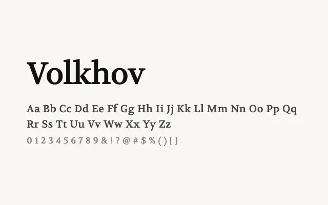 Volkhov specimen from Google Fonts
