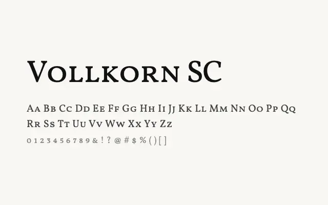 Vollkorn SC specimen from Google Fonts
