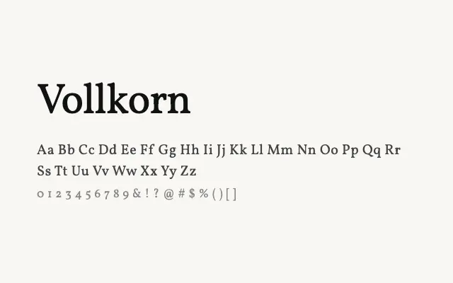 Vollkorn specimen from Google Fonts