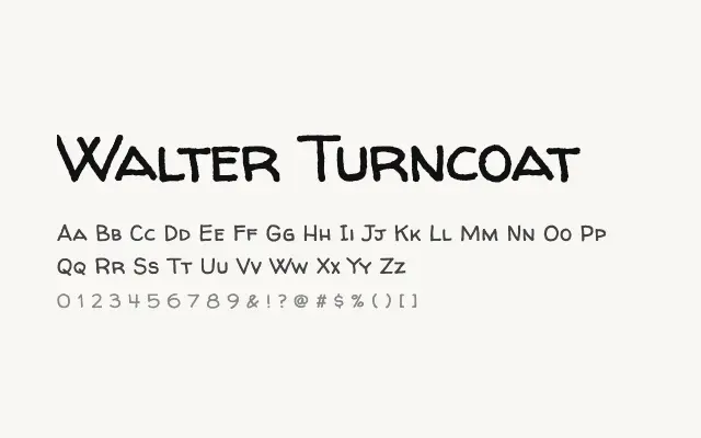 Walter Turncoat specimen from Google Fonts