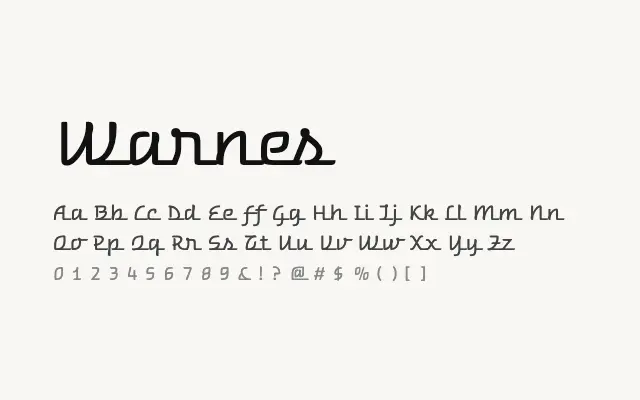 Warnes specimen from Google Fonts