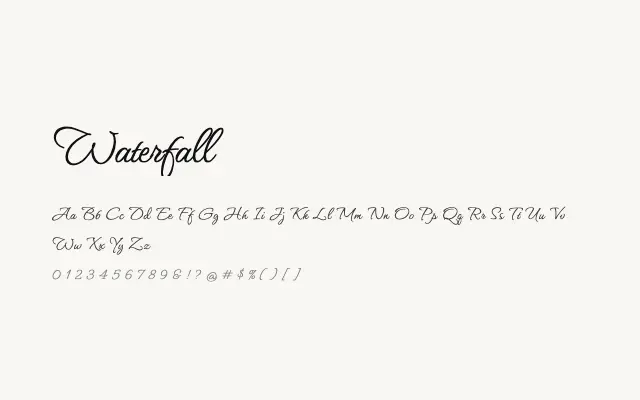 Waterfall specimen from Google Fonts