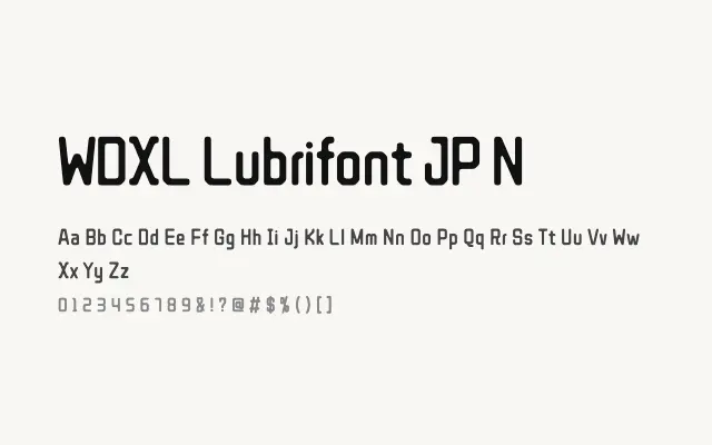 WDXL Lubrifont JP N specimen from Google Fonts