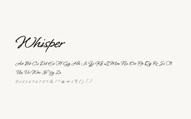 Whisper specimen from Google Fonts