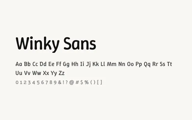 Winky Sans specimen from Google Fonts