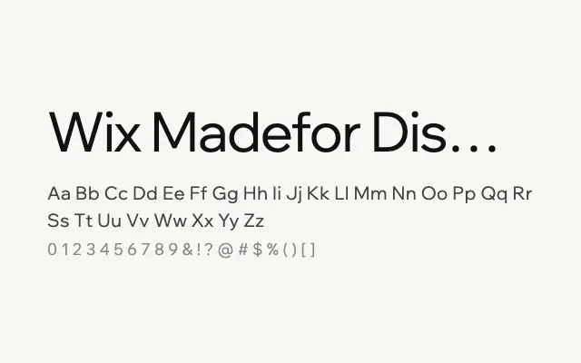 Wix Madefor Display specimen from Google Fonts