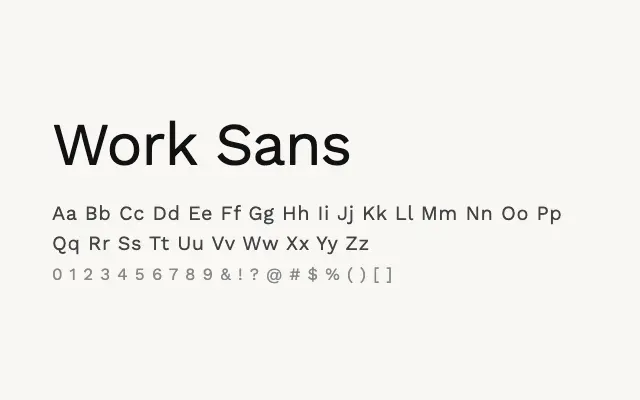 Work Sans specimen from Google Fonts