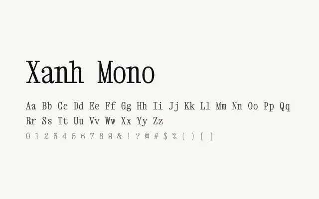 Xanh Mono specimen from Google Fonts