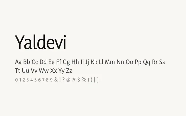 Yaldevi specimen from Google Fonts