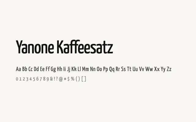 Yanone Kaffeesatz specimen from Google Fonts