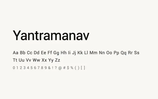 Yantramanav specimen from Google Fonts