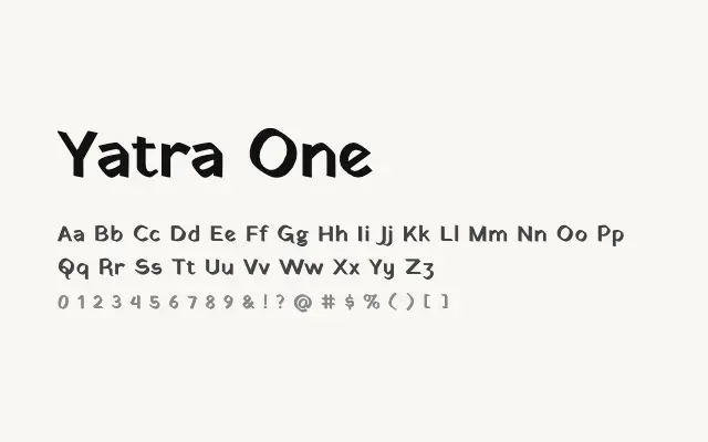 Yatra One specimen from Google Fonts