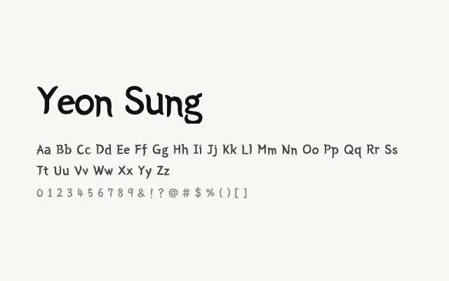 Yeon Sung specimen from Google Fonts