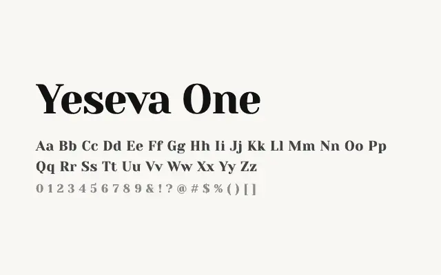 Yeseva One specimen from Google Fonts