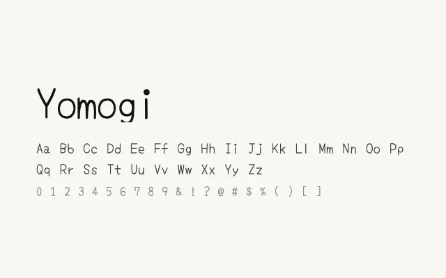 Yomogi specimen from Google Fonts
