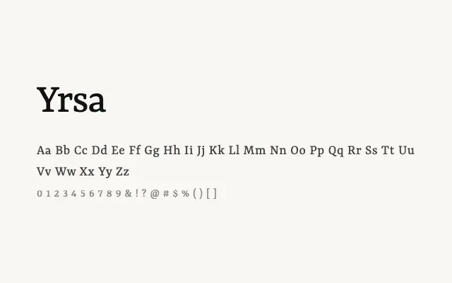 Yrsa specimen from Google Fonts
