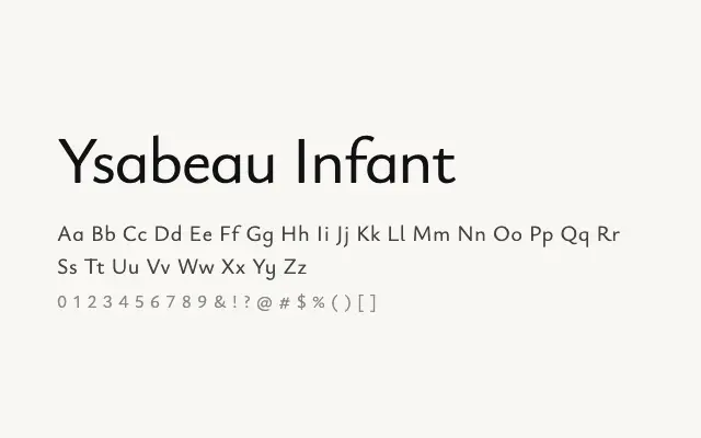 Ysabeau Infant specimen from Google Fonts