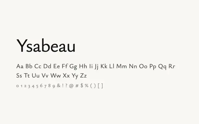 Ysabeau specimen from Google Fonts
