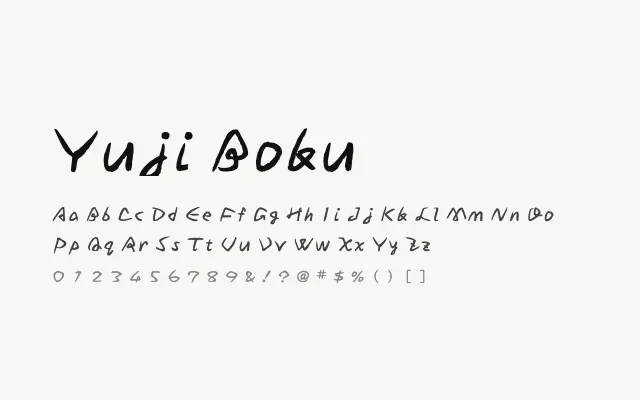 Yuji Boku specimen from Google Fonts