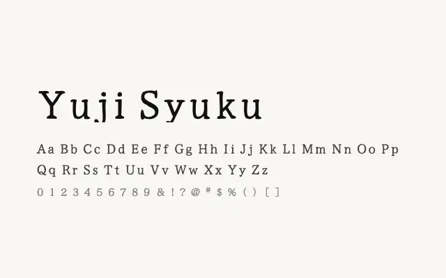 Yuji Syuku specimen from Google Fonts