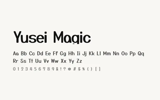 Yusei Magic specimen from Google Fonts